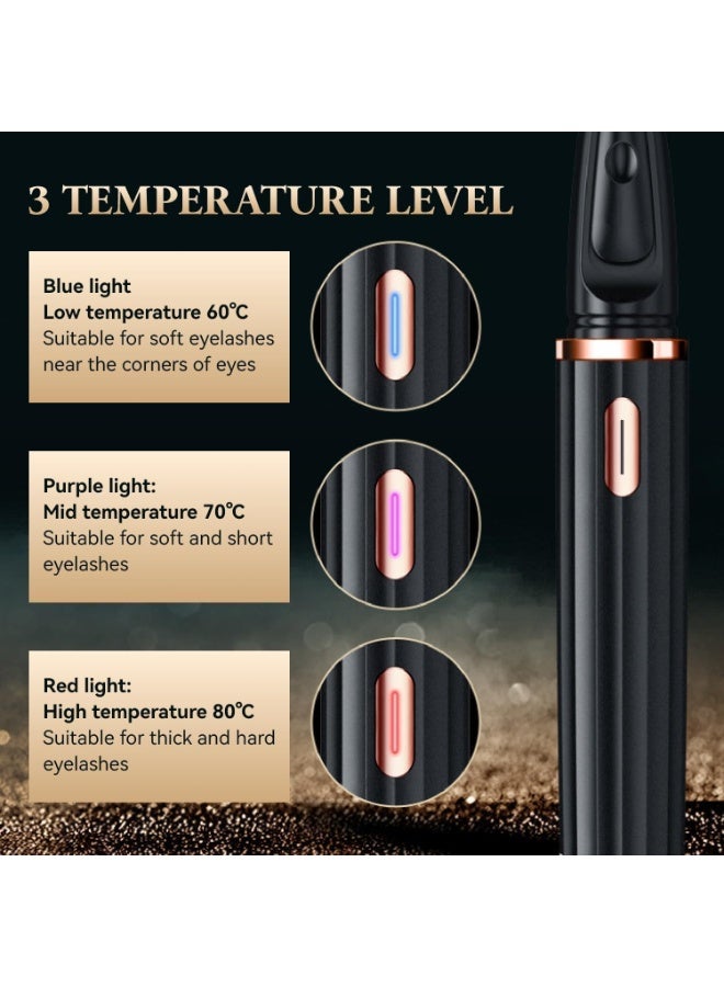 Heated Eyelash Curlers, 2 in 1 Clip-Type Eyelash Curler, Natural Curling 24 Hours Long Lasting, 3 Temperature Modes with USB Rechargeable, Gift for Women Girls (Black) - Image 2