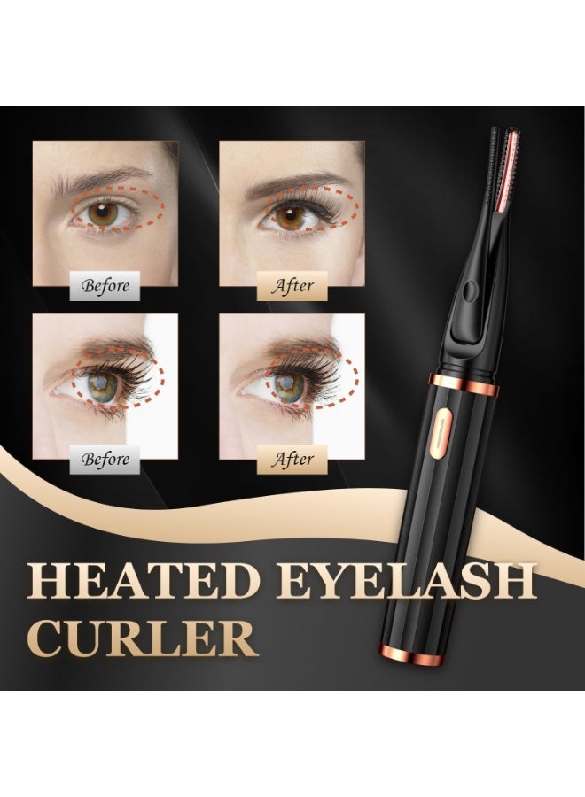Heated Eyelash Curlers, 2 in 1 Clip-Type Eyelash Curler, Natural Curling 24 Hours Long Lasting, 3 Temperature Modes with USB Rechargeable, Gift for Women Girls (Black) - Image 3