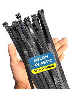 Duravel Duravel Nylon Zip Ties - Self Locking cable ties - Pack of 100 - Heavy Duty cable tie - High Weight Capacity-Nylon Cable Wire Ties for Indoor and Outdoor (BLACK, 30 CM LONG)  - Image 1