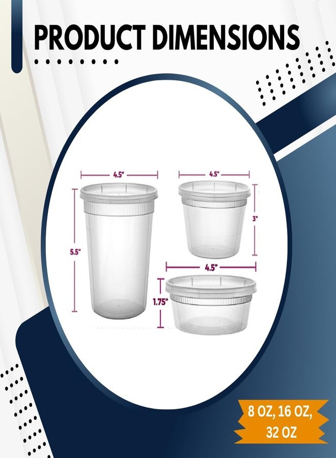 Green Direct Deli Food Storage Containers with Lids, Combo Pack of 24, Disposable Clear Round Leakproof Food Storage Containers - Image 2