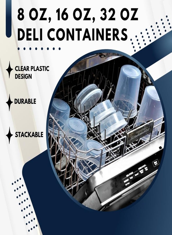 Green Direct Deli Food Storage Containers with Lids, Combo Pack of 24, Disposable Clear Round Leakproof Food Storage Containers - Image 3