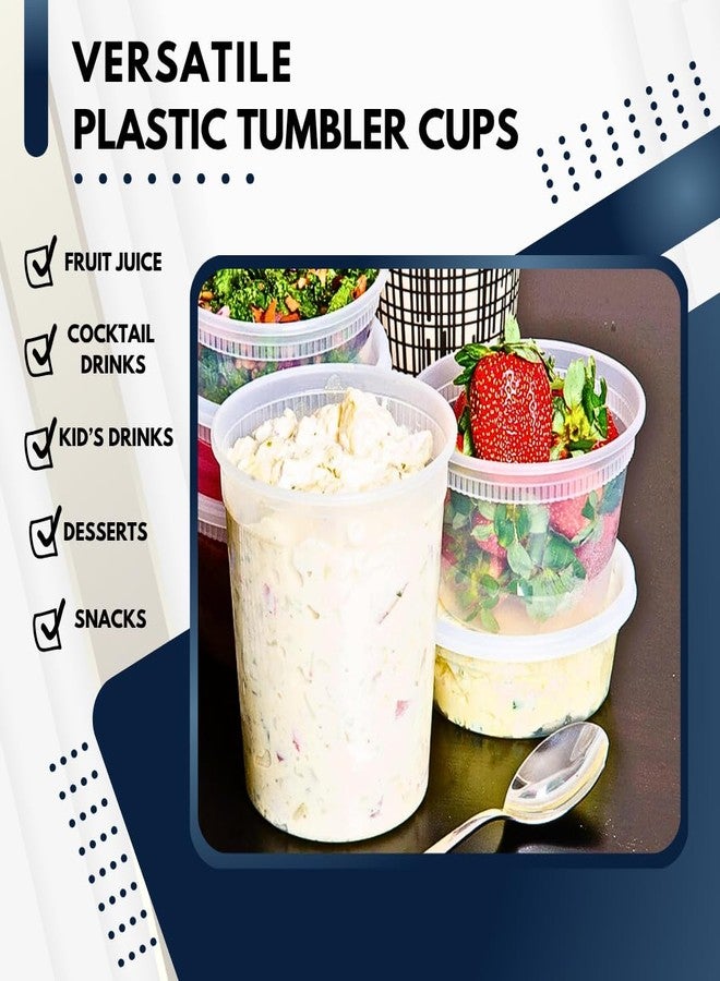 Green Direct Deli Food Storage Containers with Lids, Combo Pack of 24, Disposable Clear Round Leakproof Food Storage Containers - Image 4