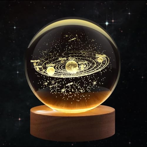 Chocozone Crystal Ball Night Light, 2.4Inch Glass Ball Night Lamp Table Lamp for Bedroom Decorative Items for Home - Image 1