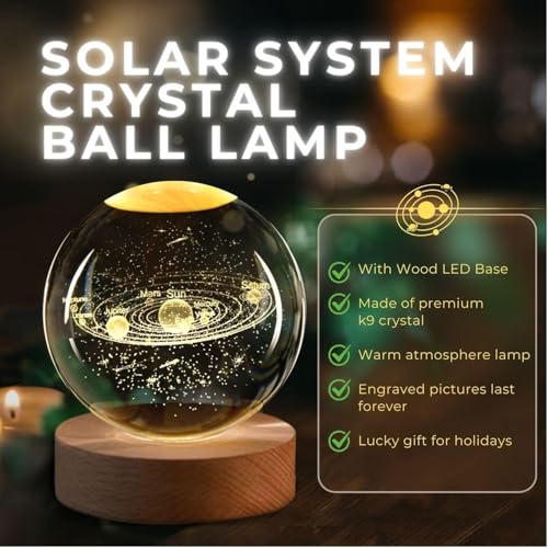 Chocozone Crystal Ball Night Light, 2.4Inch Glass Ball Night Lamp Table Lamp for Bedroom Decorative Items for Home - Image 2