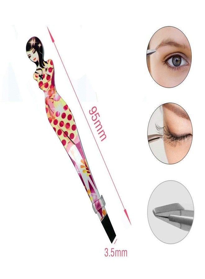 Pinkiou Eyebrow Tweezers Pinkiou Professional Slant tip Brow Clip Hair Removal Makeup Tool with Printed Beauty Cover Cosmetic 6 style pack of 6 pcs (Bikini) - Image 4