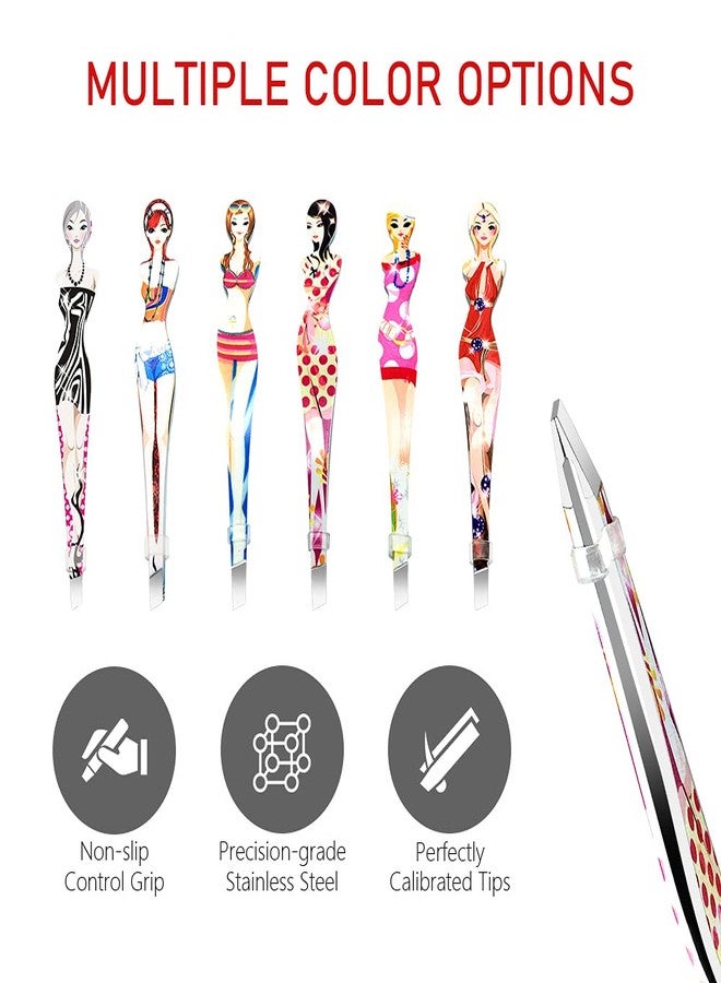Pinkiou Eyebrow Tweezers Pinkiou Professional Slant tip Brow Clip Hair Removal Makeup Tool with Printed Beauty Cover Cosmetic 6 style pack of 6 pcs (Bikini) - Image 5