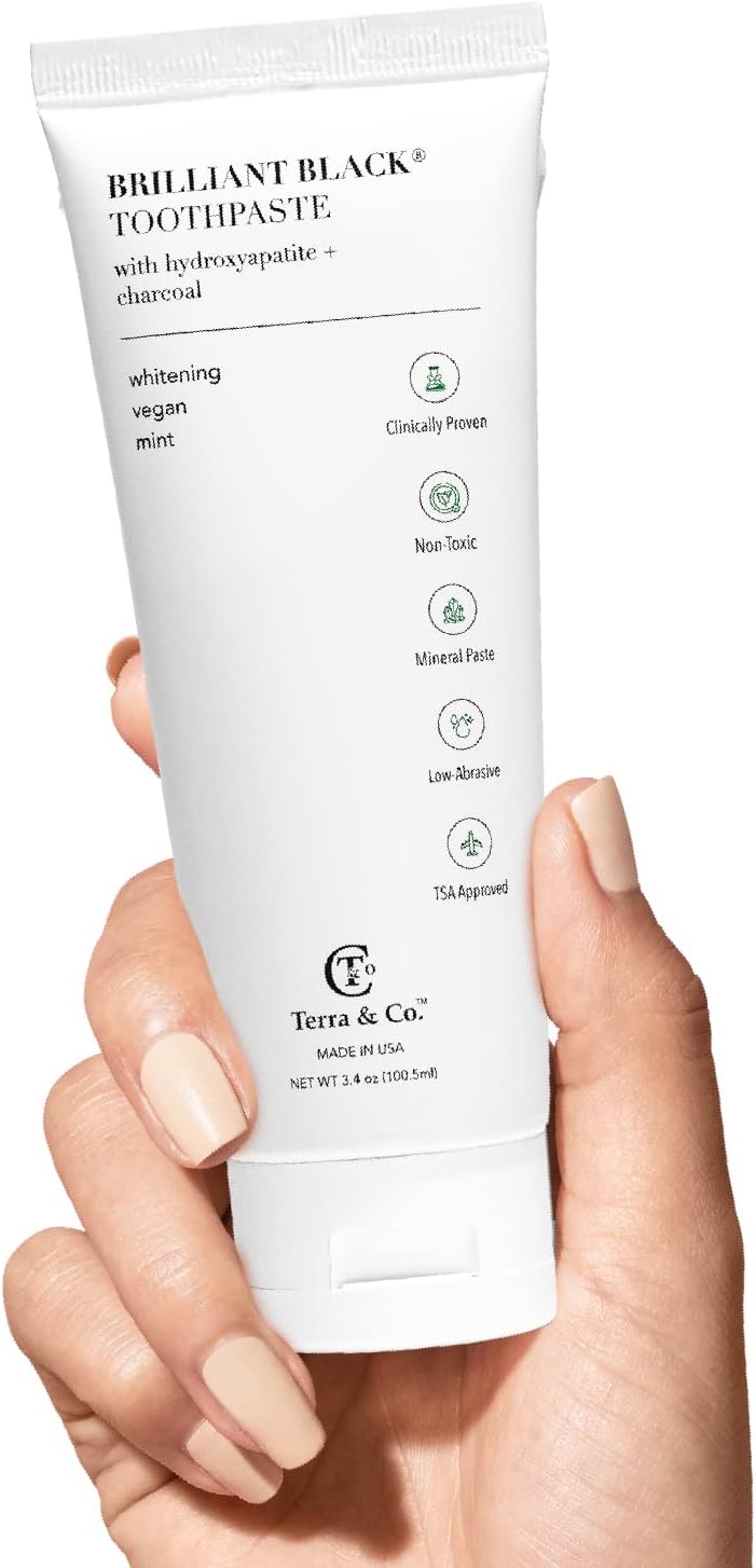 TERRACO Terra  Co Brilliant Hydroxyapatite Charcoal Toothpaste for Whitening Teeth Natural Vegan Sensitive - Image 5