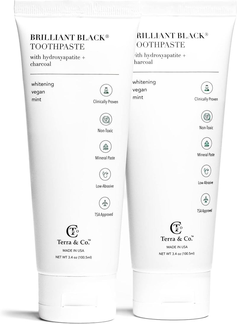 TERRACO Terra  Co Brilliant Hydroxyapatite Charcoal Toothpaste for Whitening Teeth Natural Vegan Sensitive - Image 1