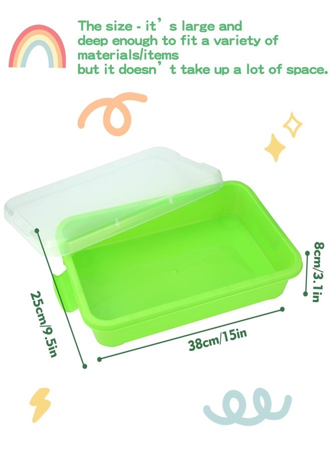 AtMini Sensory Bin Sand Tray with Lid for Toddlers 2 Pcs 15in Portable Sandbox Toy Large Plastic Tray for Kids 3 4 5 6 Fill with Sand, Water, Beads, and More (Pink + Green) - Image 3