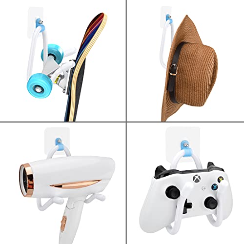 Linkidea Controller Wall Mount Holder Compatible with PS4, PS5, Xbox, Switch, Multifunctional Adjustable Headphone Hook, VR Headset Hanger (White, 4 Pack) - Image 3