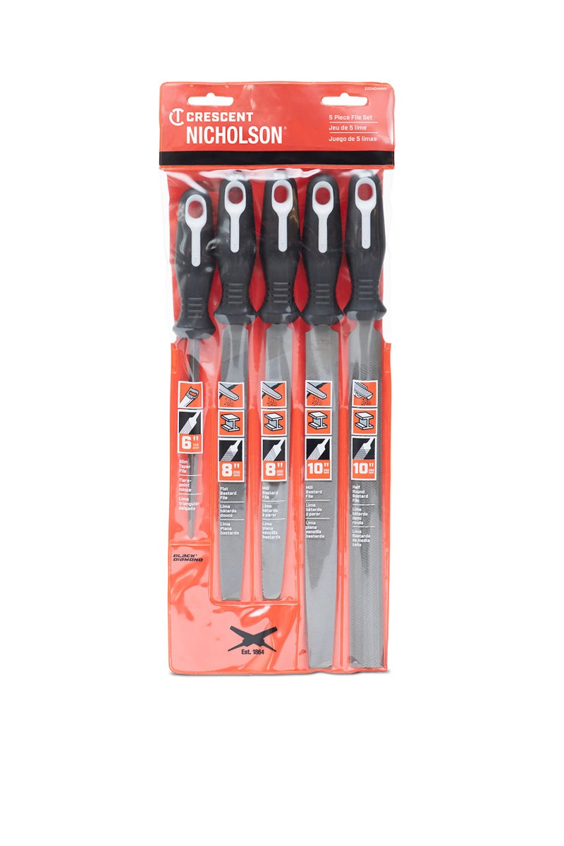 Nicholson Crescent Nicholson 5 Piece General Purpose File Set with Ergonomic Handles | 22040HNNN - Image 4