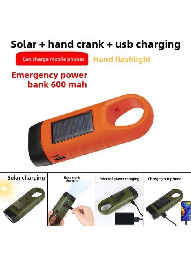 Emergency Outdoor Lighting Flashlight Solar Hand-cranked Rechargeable Emergency Light Multifunctional Flashlight Rechargeable Portable