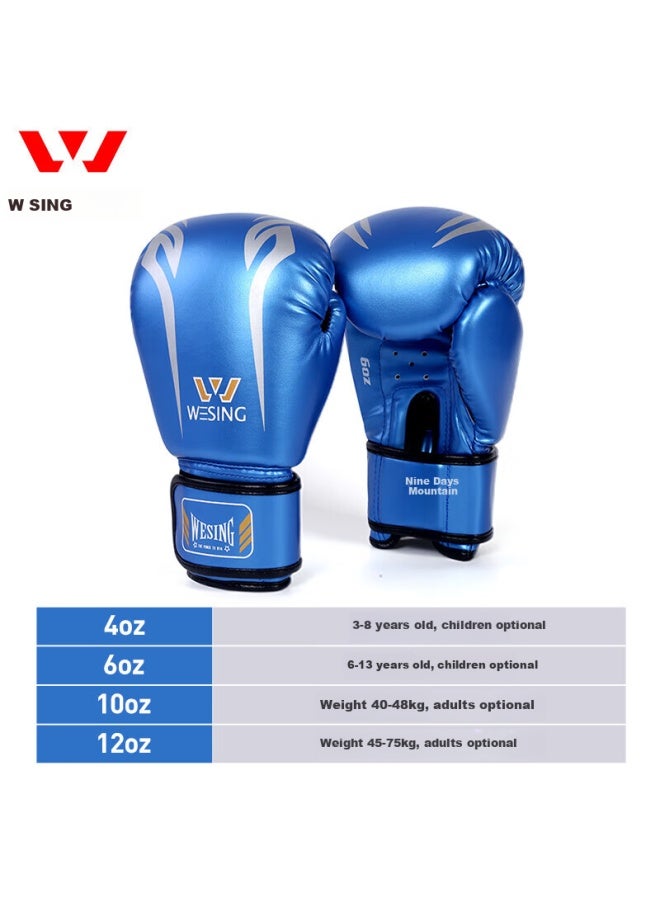 Nine Day Mountain Nine Mountain Kids Boxing Gloves Children's Boxing Gloves Youth Student Sanda Taekwondo Fighting Compeion Training Sandbag Blue 6oz - Image 1