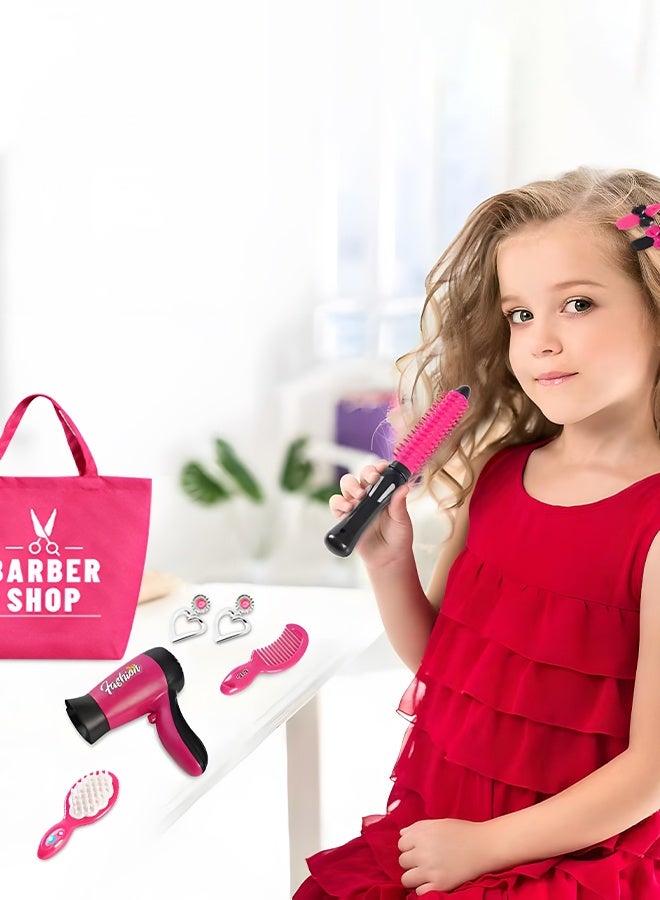 GROIC Hair Stylist Set for Girls,Fashion Pretend Play Toy,Beauty Salon Pretend Play Kit with Toy Hair Dryer, Curling Iron, Perfume,Children's Hair Salon Tools - Image 5