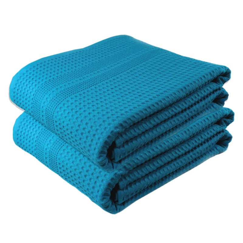 Gilden Tree GILDEN TREE Waffle Bath Sheet Large Bath Towels Quick Dry Thin Body Towels 40x80 Oversized Bath Towels for Adults 2 Pack Bath Sheet Set Classic Style Aqua 