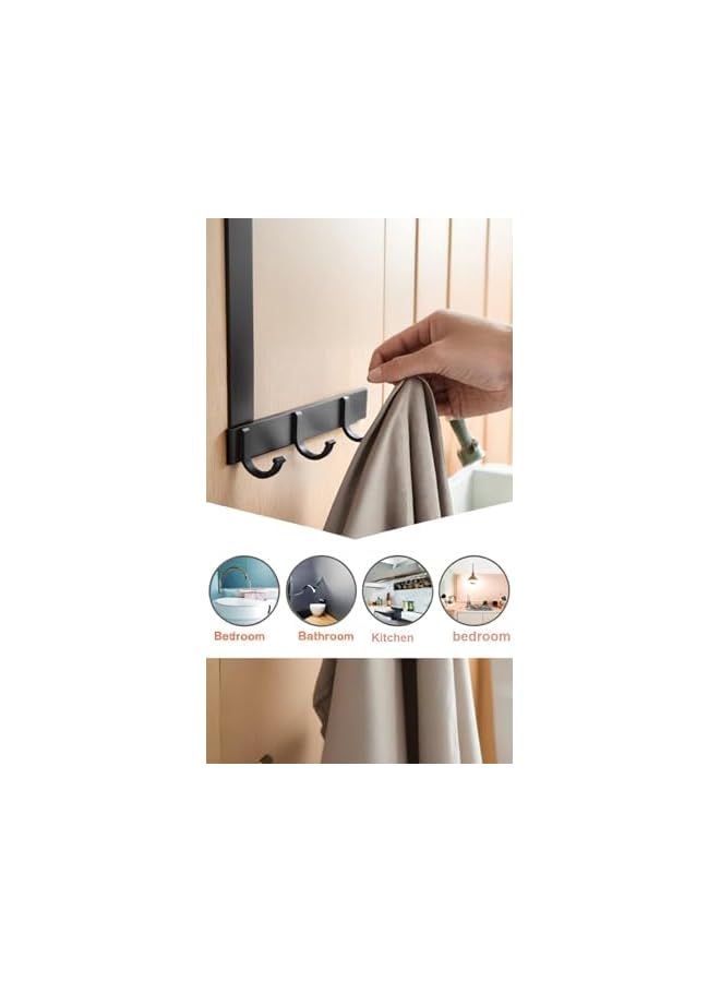 PROMASS promass 1 Pack Heavy-Duty Over Door Hook Hanger - Black, Short - Versatile Door Hanger for Efficient Storage- 5 Hooks, Space Saving Organizer for Coat, Towel, Bag, Robe  - Image 3