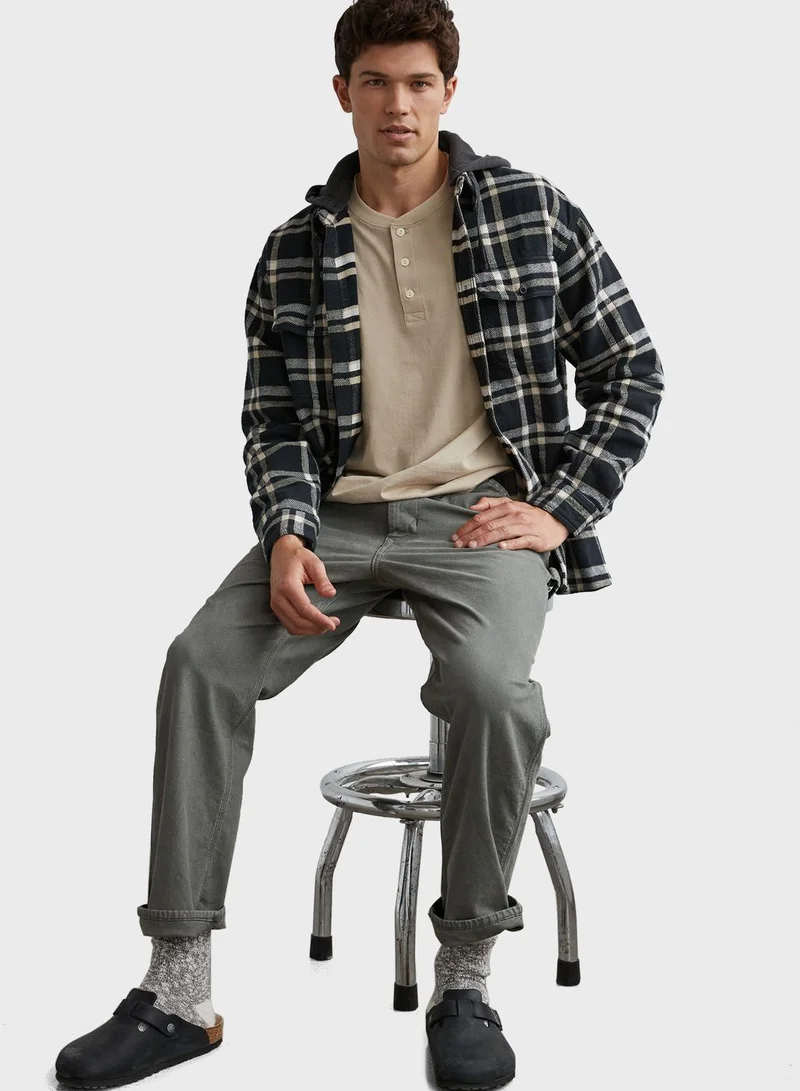 امريكان ايجل Checked Hooded Shirt
