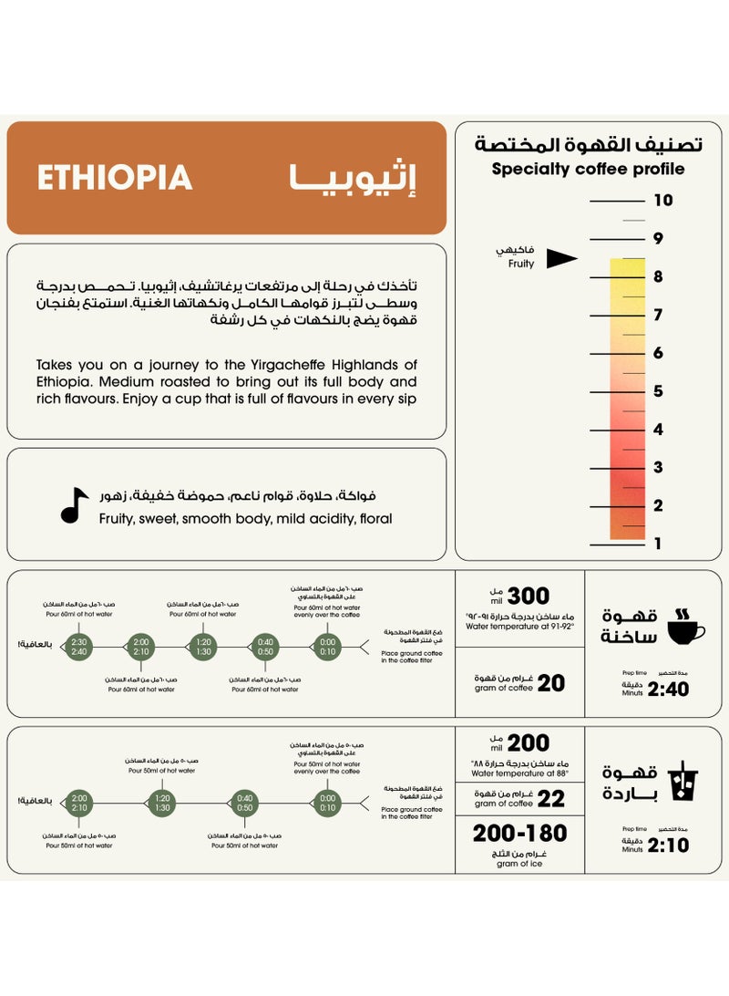 12 كوب محصول قهوه v60 اثيوبي شيلشيلي 250 جرام - حبوب كاملة - Image 3