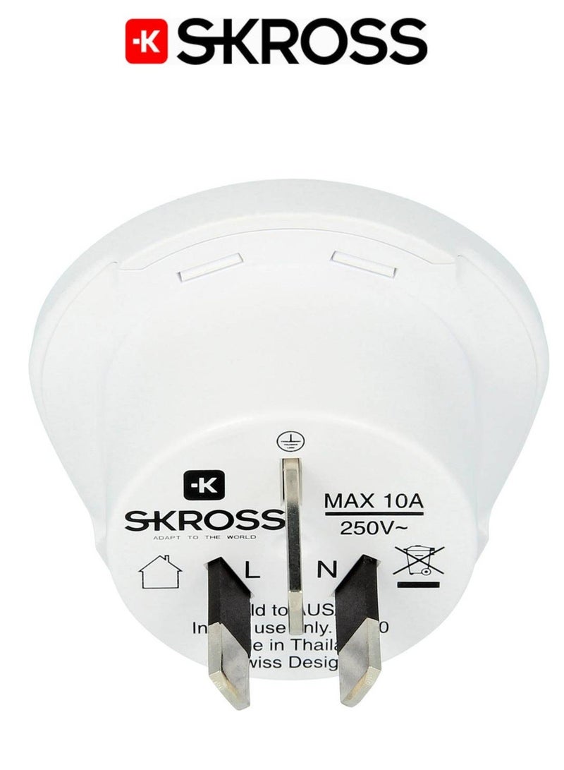 SKROSS Universal to AUS/CHINA travel adapter. Multi outlet power adapter. Certified wall plug. Compact and easy to use travel plug. 250V AUS/CHINA three prong plug. White plug adapter. - Image 2