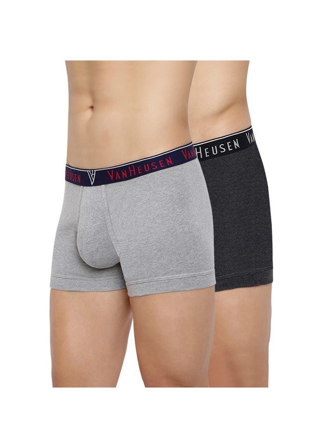 فان هيوزن سراويل داخلية للرجال من Van Heusen - قطن ممشط بنسبة 100% - عبوة من قطعتين - مضادة للبكتيريا، تحافظ على اللون منعشًا، وتمتص الرطوبة_10042_Anthra Mel, Grey Mel_S  - Image 1