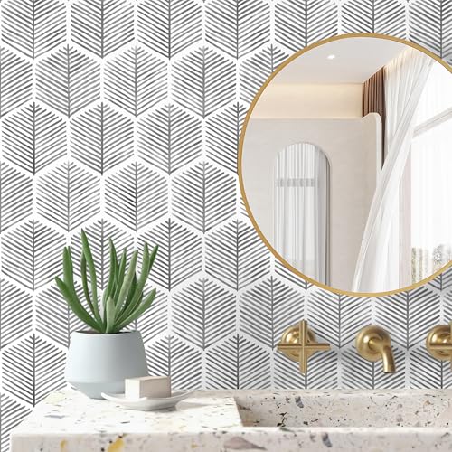 MelunMer Grey Modern Peel and Stick Wallpaper Boho Removable Self Adhesive 393L 173W Wallpaper for BedroomBathroom Waterproof Contact Paper for CabinetsDrawers Geometric Contact Paper GrayDark - Image 3