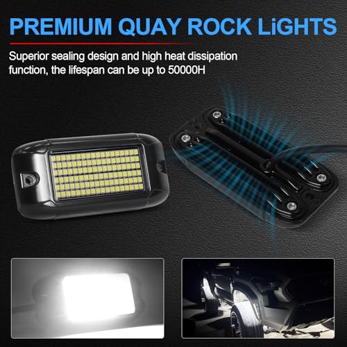 Nicoko 108 High-Power LEDs per Pod 4Pods Pure White Rock Lights Ultra-Bright Offroad Underglow Kit Advanced Heat Dissipation IP68 Waterproof for Truck, SUV, UTV, ATV, RZR - Image 2