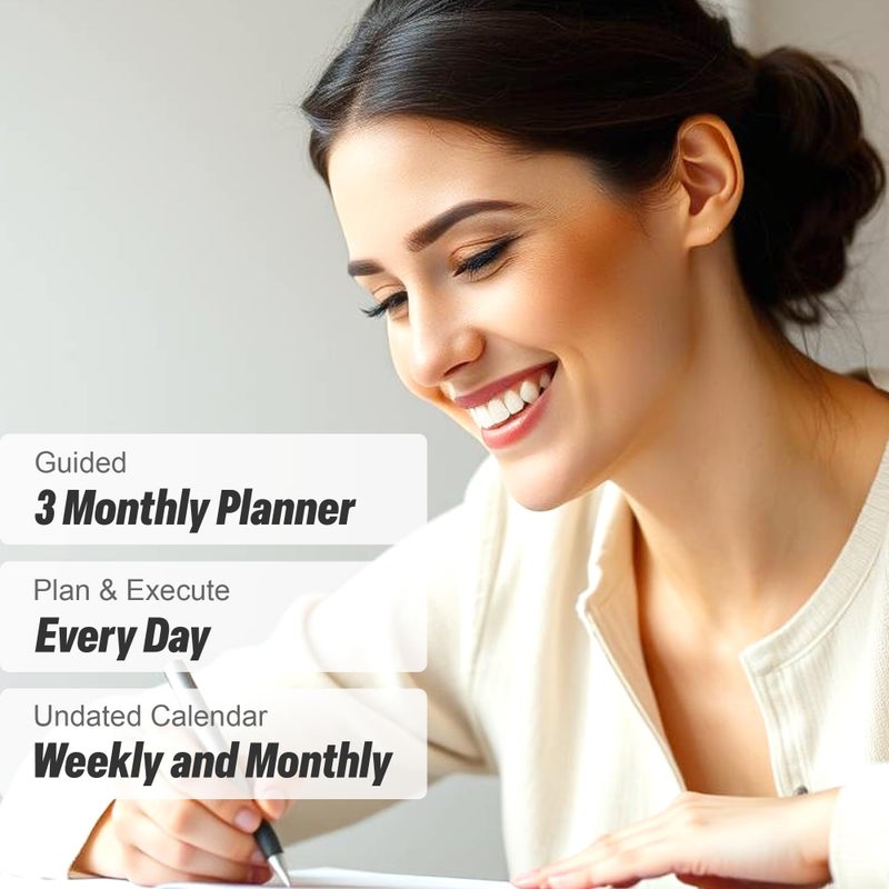 Freedom Mastery - Adhd Daily Planner, Self Care Personal Gratitude Journal to Increase Productivity & Success in Life, Include Foldable Vision Board - White Sun - Image 3