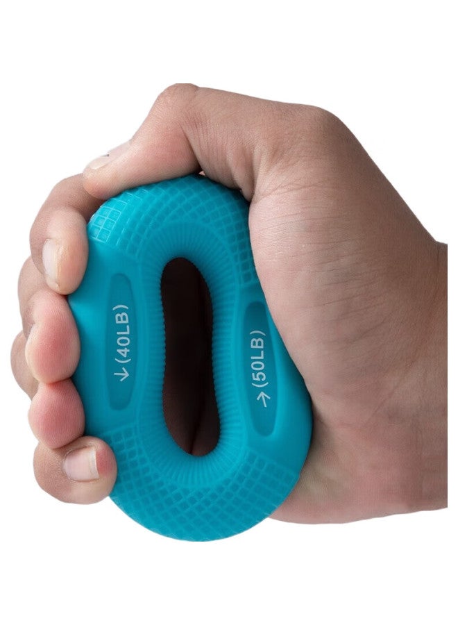 Dweck Hand Grip Strengthener, Dual-Pound Adjustable Silicone Hand Strengthener, Hand Strength Training Rehabilitation Finger Fitness Device, Lake Blue, 40-50 Pounds - Image 3