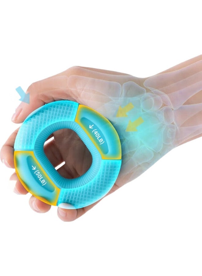 Dweck Hand Grip Strengthener, Dual-Pound Adjustable Silicone Hand Strengthener, Hand Strength Training Rehabilitation Finger Fitness Device, Lake Blue, 40-50 Pounds - Image 2