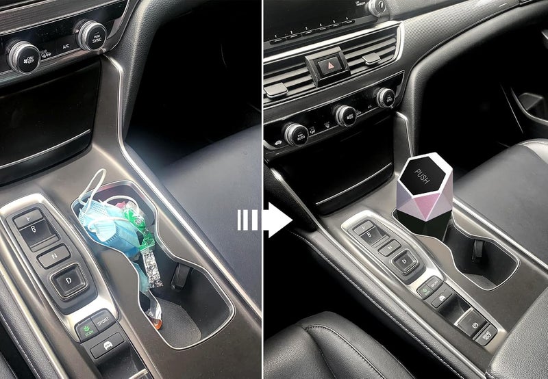 Ginsco Car Trash Can Cup Holder, Mini Car Trash Can with Lid, Car Accessories for Interior, Leakproof Small Trash Cup for Car, Home with 2 ABS Hooks and 90pcs Trash Bags Silver - Image 3