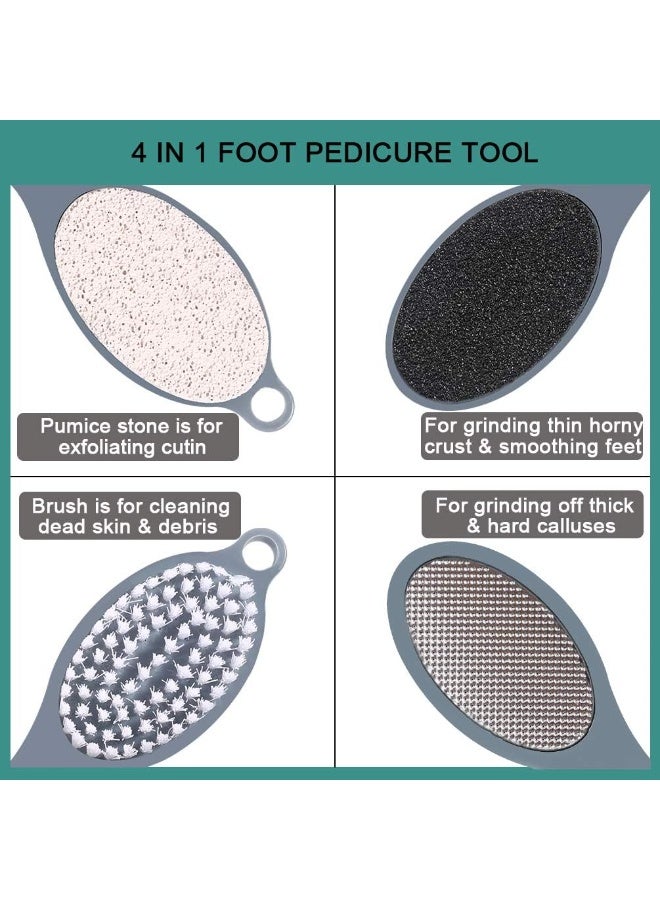 MJZ Foot File Callus Remover - Multi Purpose 4 in 1 Feet Pedicure Tools with Foot Scrubber, Pumice Stone, Pedicure Foot File, Foot Rasp and Sand Paper for Home Foot Care (Grey) - Image 4
