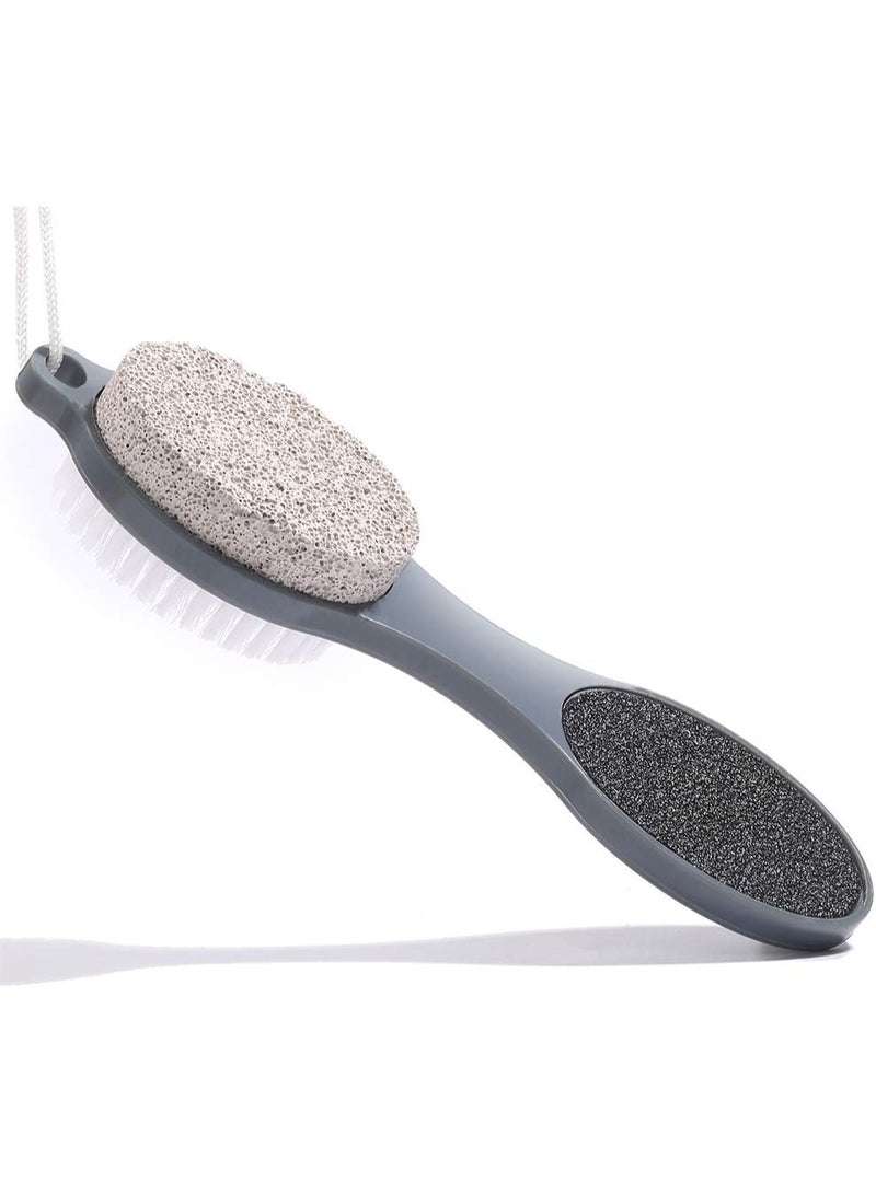 MJZ Foot File Callus Remover - Multi Purpose 4 in 1 Feet Pedicure Tools with Foot Scrubber, Pumice Stone, Pedicure Foot File, Foot Rasp and Sand Paper for Home Foot Care (Grey) - Image 1