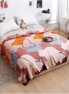 LUNA Home Fleece blanket 200*230cm very soft flannel blanket with geometric design in old rose color.  - Image 1