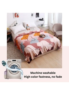 LUNA Home Fleece blanket 200*230cm very soft flannel blanket with geometric design in old rose color.  - Image 2