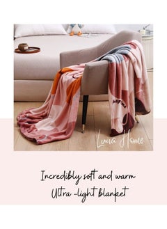 LUNA Home Fleece blanket 200*230cm very soft flannel blanket with geometric design in old rose color.  - Image 4