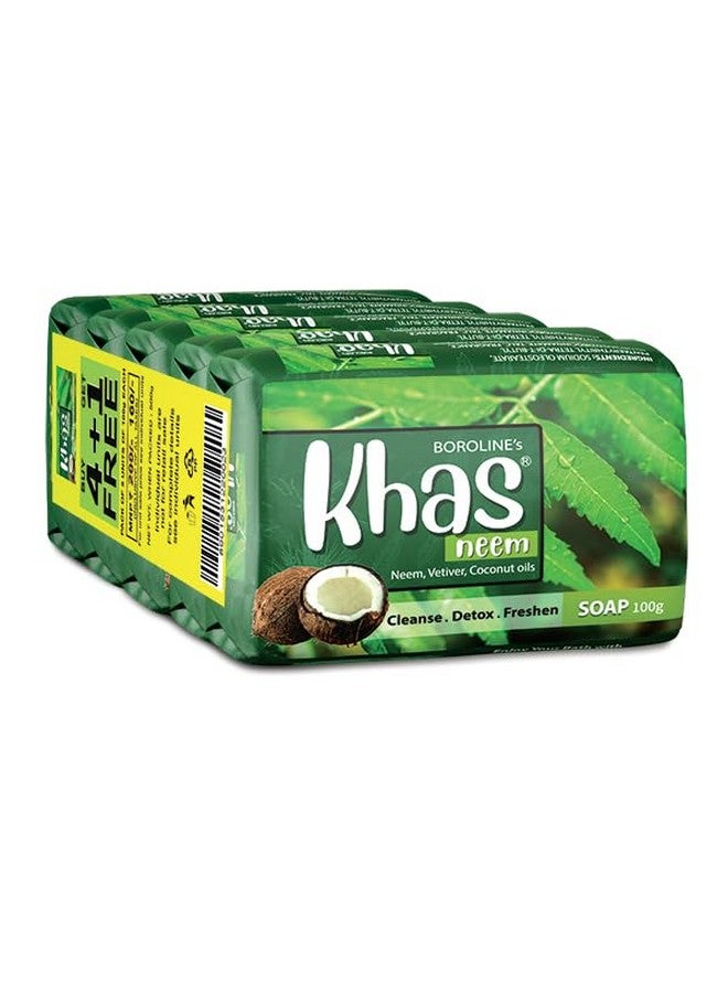 BOROLINE Khas Neem Soapnatural Cleansing & Detox With Neemvetiver Coconut Oil (4 + 1 Pack) - Image 1