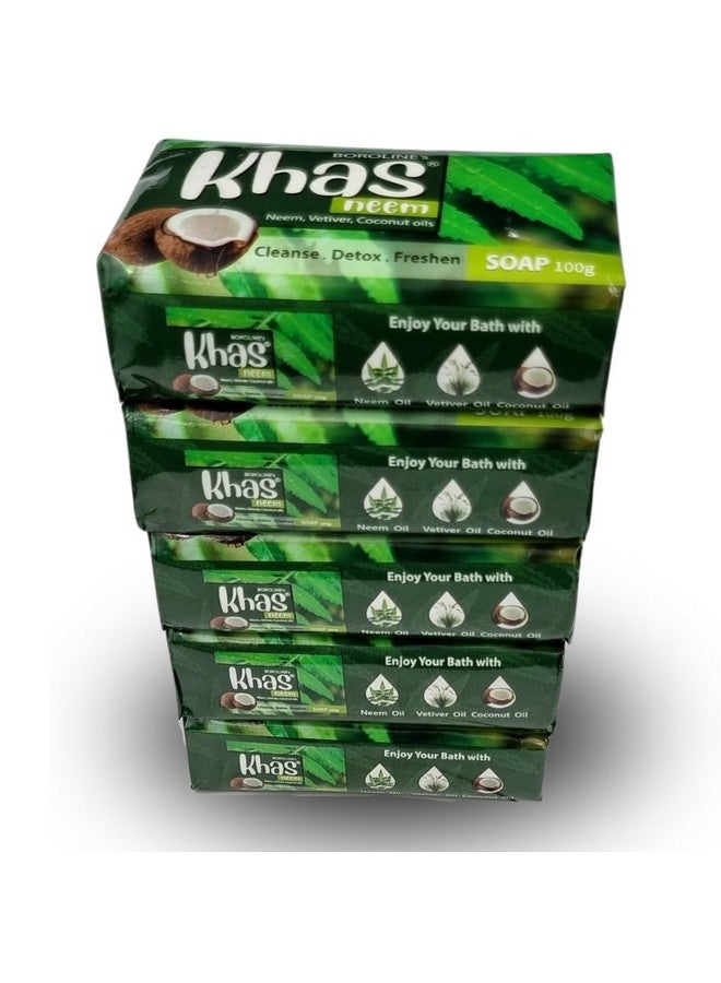 BOROLINE Khas Neem Soapnatural Cleansing & Detox With Neemvetiver Coconut Oil (4 + 1 Pack) - Image 2