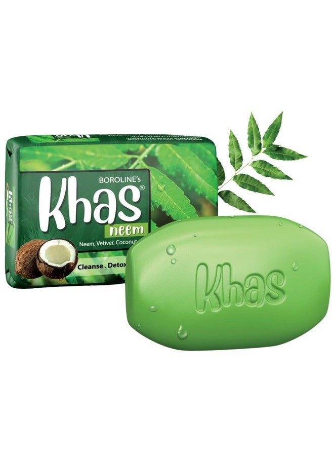 BOROLINE Khas Neem Soapnatural Cleansing & Detox With Neemvetiver Coconut Oil (4 + 1 Pack) - Image 3