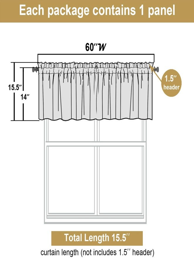 Lecloud Black Valance for Windows 14 Inch Length, Thermal Privacy Blackout Curtains, Farmhouse Kitchen Home Decor Drapes with Rods Pocket for Bathroom Cafe Basement Cabinet, 60" W x 14" L 1 Panel - Image 2