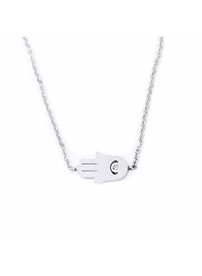 HUNO Stainless Steel Silver Rose Gold Link Chain Hand of Fatima Bracelet Anklet Hamsa Jewelry for Women, Metal, - Image 2
