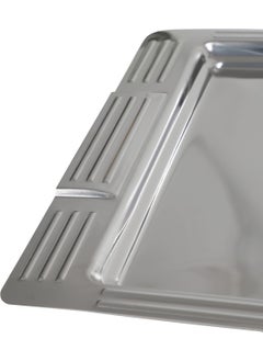 Bay Dursan Mr. Dursan Steel Tea Tray Stainless Shiny Metal Tea Serving Tray Pyramid Pattern Tea Tray Pyramid  - Image 2