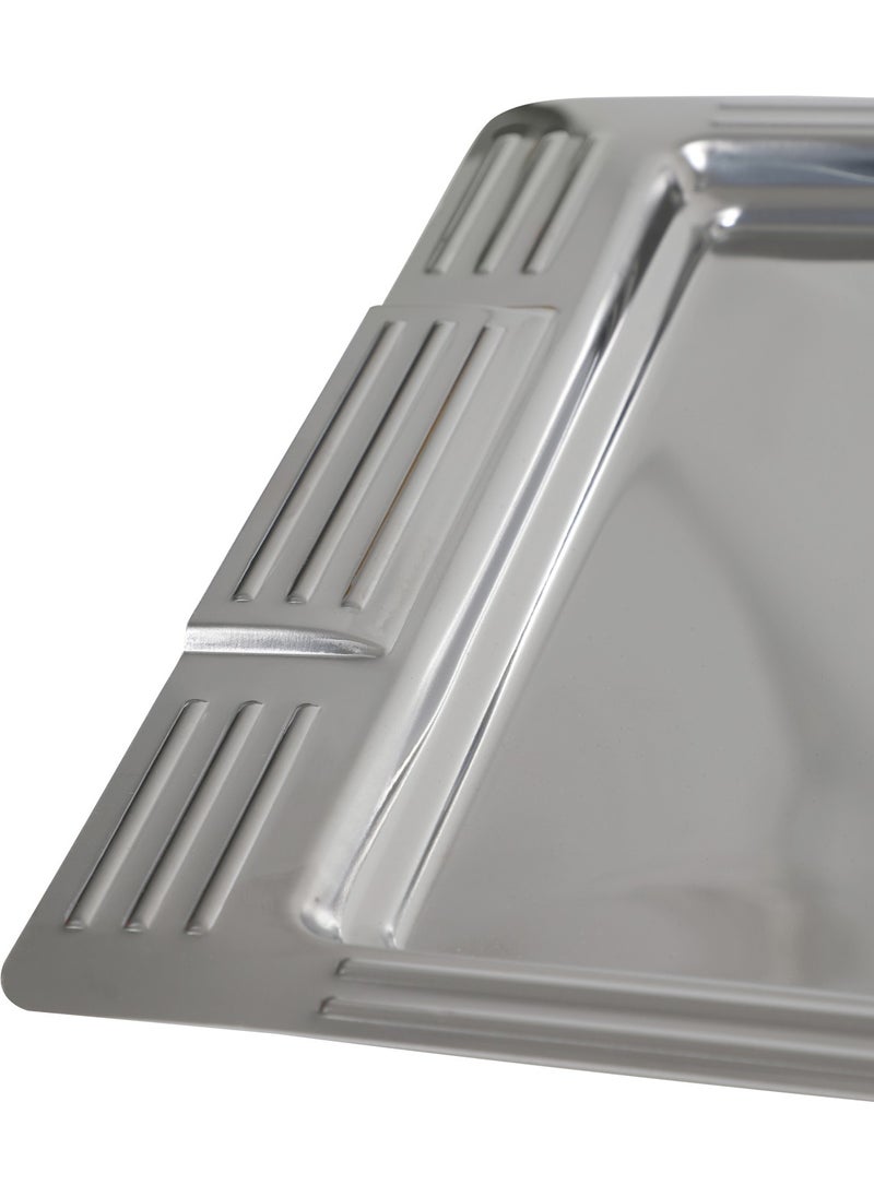 Bay Dursan Mr. Dursan Steel Tea Tray Stainless Shiny Metal Tea Serving Tray Pyramid Pattern Tea Tray Pyramid  - Image 2