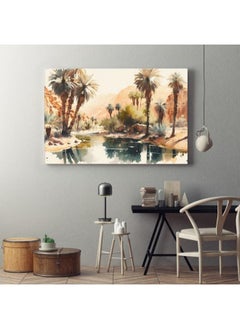 Home Gallery Painting river with palm trees in desert Printed canvas wall art  - Image 3