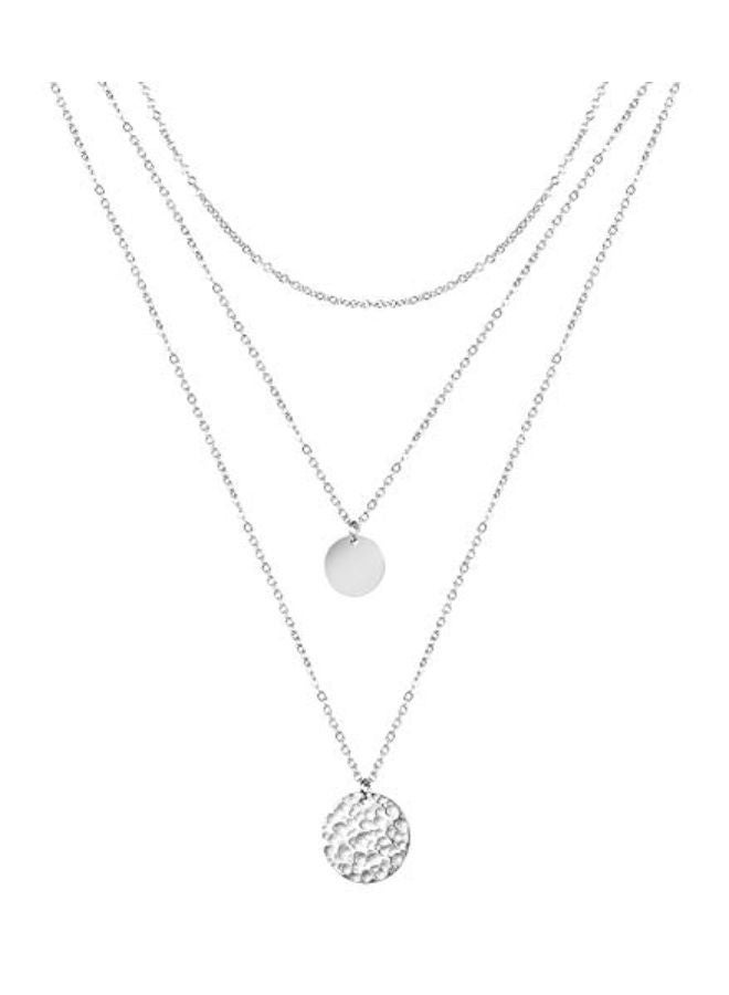 NIBEMINENT Hammered Disc Layered Necklace  - Image 1