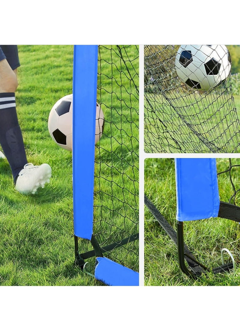 ليون هوم هدف تدريب محمول، شبكة كرة قدم منبثقة 120 × 90 سم في الفناء الخلفي مع حقيبة حمل، كرة قدم، مضخة نفخ، 8 مخاريط و4 قضبان من الألياف الزجاجية، إطاران متينان، 8 أوتاد أرضية - Image 5