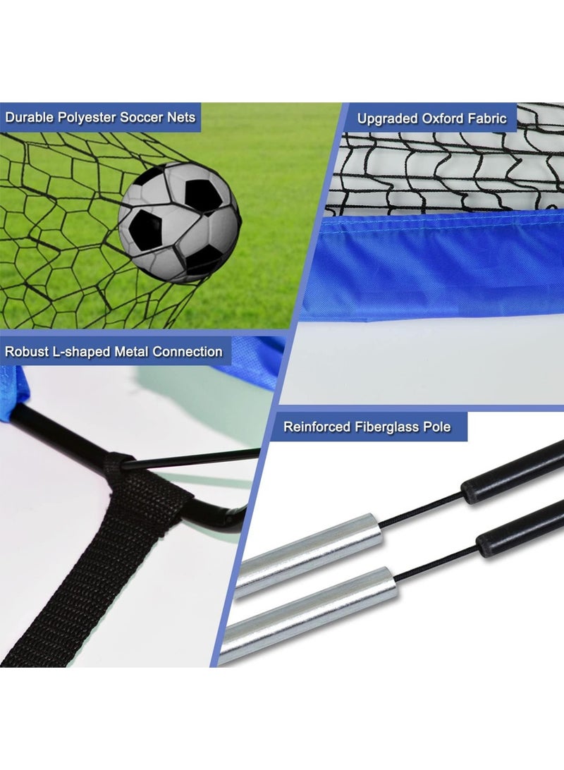 ليون هوم هدف تدريب محمول، شبكة كرة قدم منبثقة 120 × 90 سم في الفناء الخلفي مع حقيبة حمل، كرة قدم، مضخة نفخ، 8 مخاريط و4 قضبان من الألياف الزجاجية، إطاران متينان، 8 أوتاد أرضية - Image 2