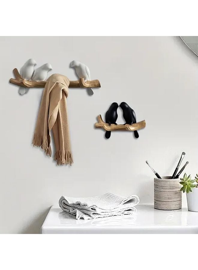 White Fat Bird Wall Hooks Rustic Handmade Coat Hanger For Home Decor - Image 3
