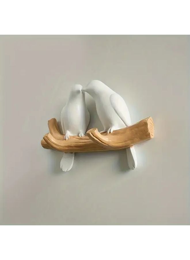 White Fat Bird Wall Hooks Rustic Handmade Coat Hanger For Home Decor - Image 4