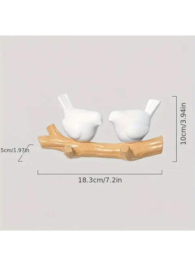 White Fat Bird Wall Hooks Rustic Handmade Coat Hanger For Home Decor - Image 1