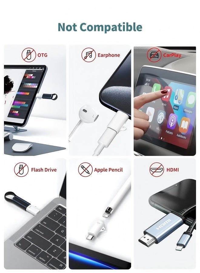 USB 2 Pack USB C to light-ning adapter, Type C Female to light-ning Male Adapter,Compatible with iPhone 15/15 Plus/15 Pro/15 Pro Max iPad Air and More Type C Devices Charging Support Data Transmission - Image 3